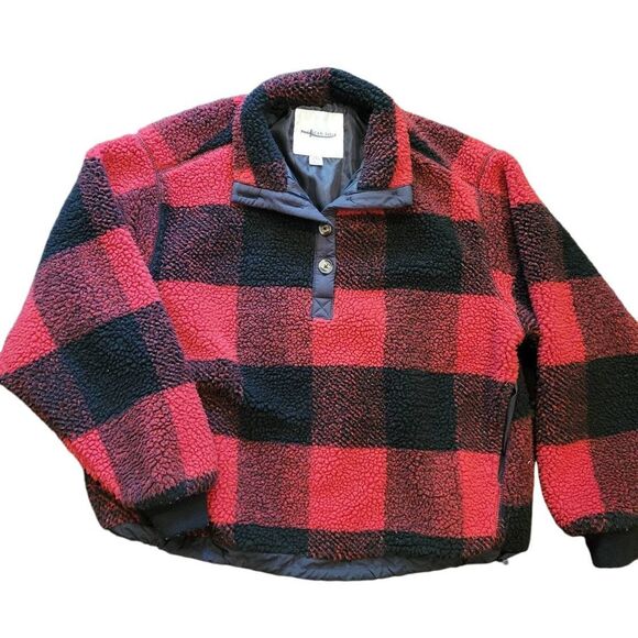 American Eagle Sherpa Women's XS Buffalo Plaid Red Black Lined Pullover - Picture 3 of 5